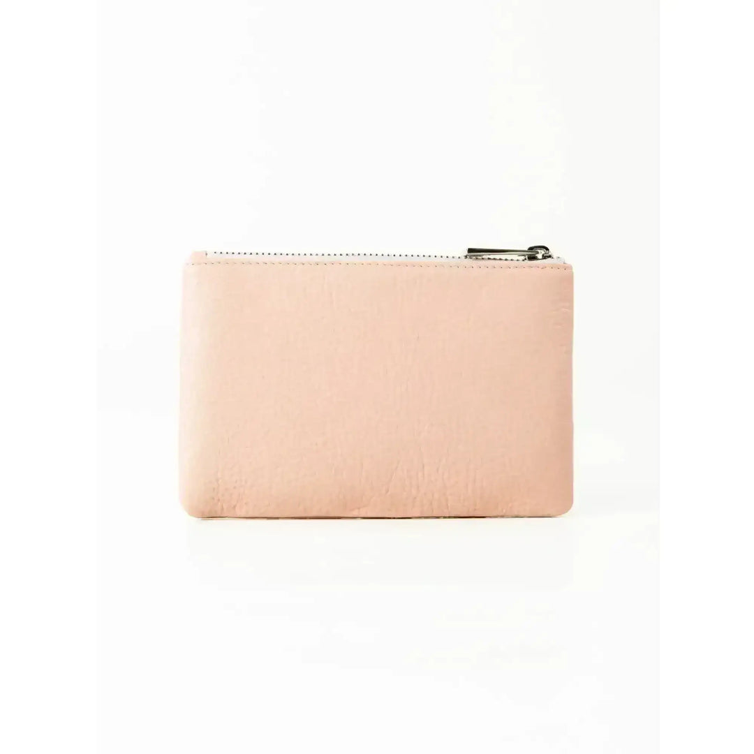 Rusty Grace Leather Pouch features RFID blocking & zip closure. 
