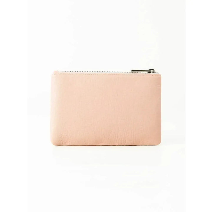 Rusty Grace Leather Pouch features RFID blocking & zip closure. 