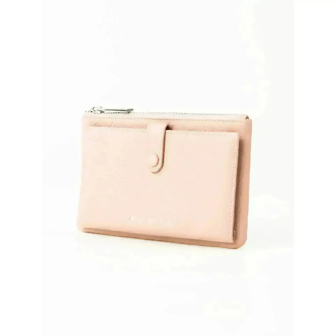 Rusty Grace Leather Pouch features RFID blocking & zip closure. 