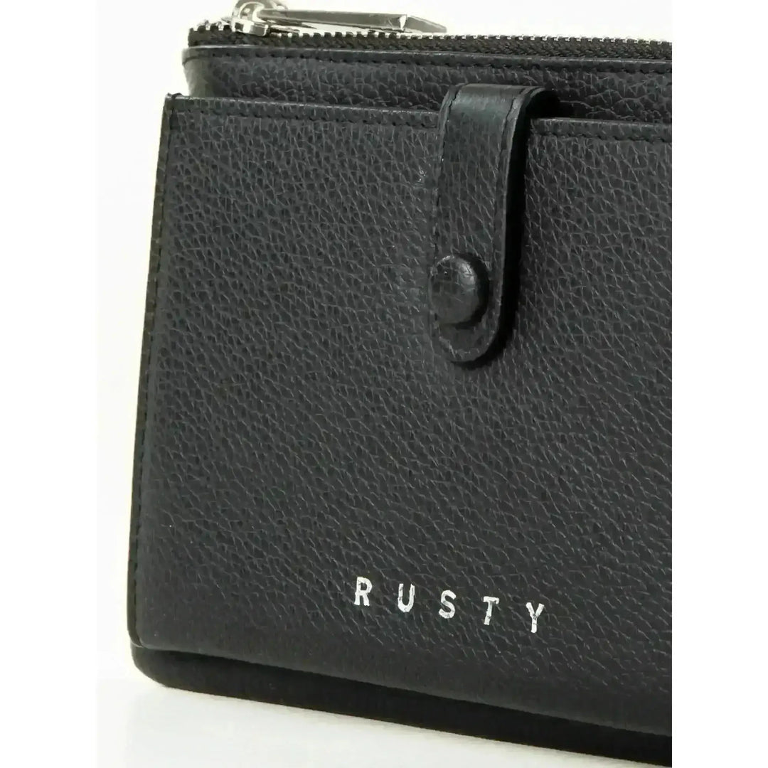 Rusty Grace Leather Pouch features RFID blocking & zip closure. 