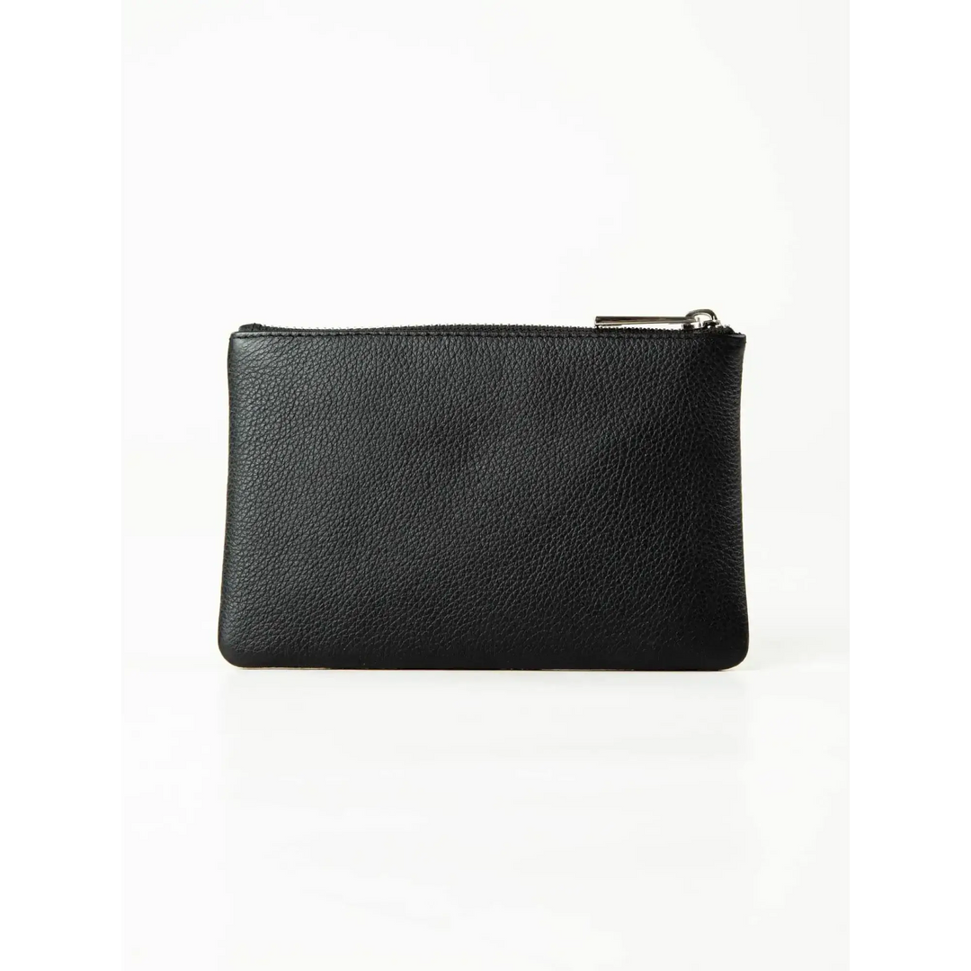 Rusty Grace Leather Pouch features RFID blocking & zip closure. 