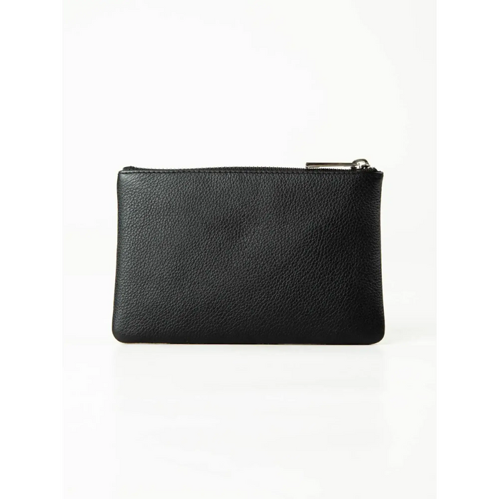 Rusty Grace Leather Pouch features RFID blocking & zip closure. 