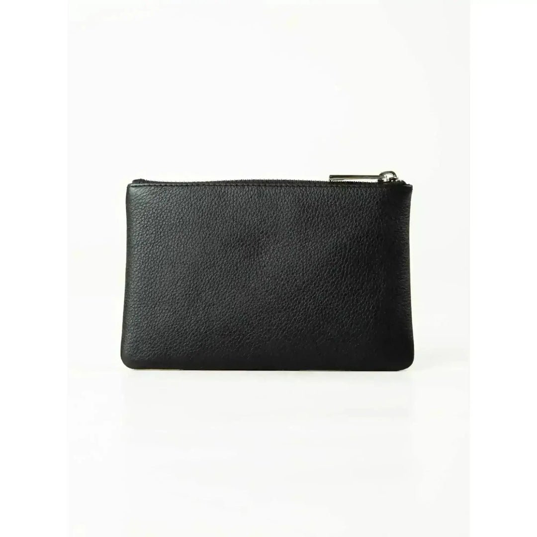Rusty Grace Leather Pouch features RFID blocking & zip closure. 