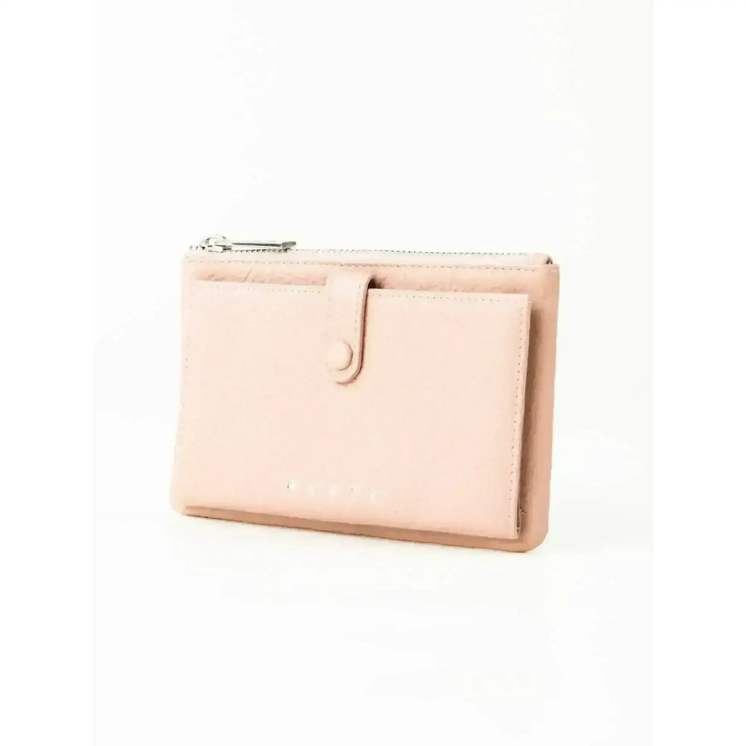 Rusty Grace Leather Pouch features RFID blocking & zip closure. 