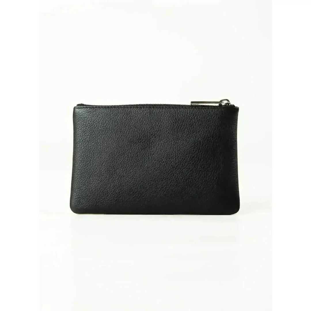 Rusty Grace Leather Pouch features RFID blocking & zip closure. 