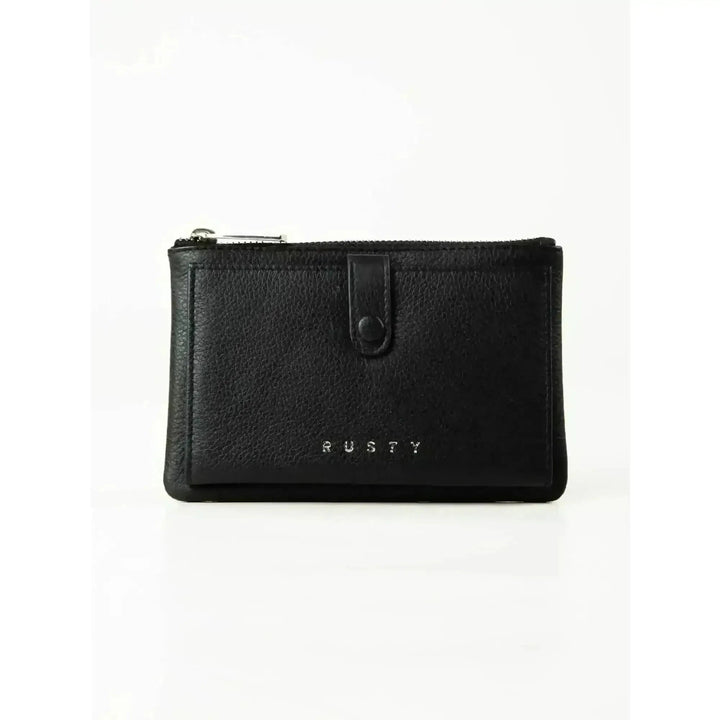 Rusty Grace Leather Pouch features RFID blocking & zip closure. 