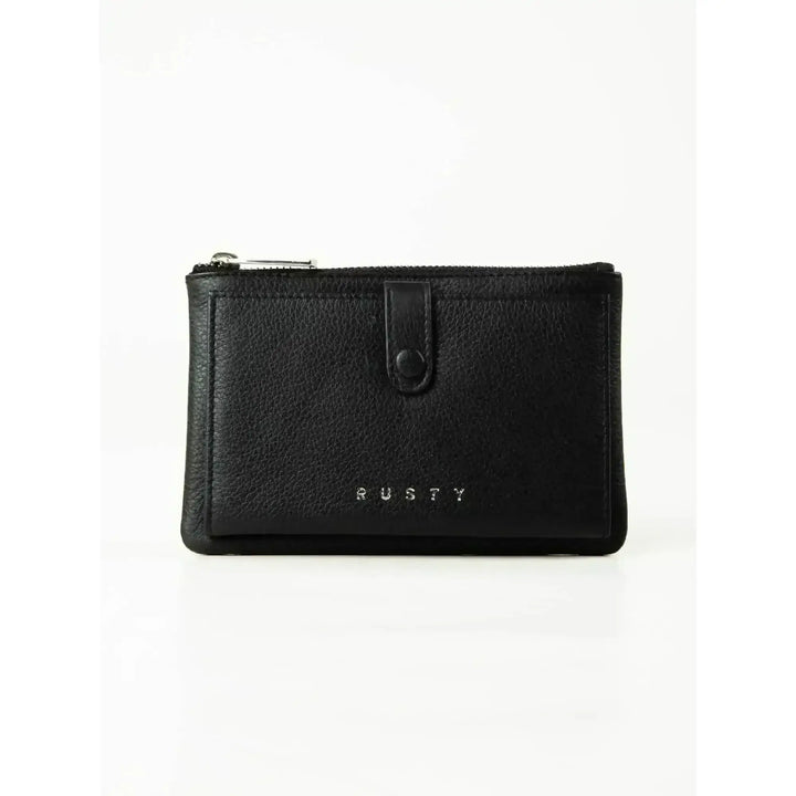Rusty Grace Leather Pouch features RFID blocking & zip closure. 