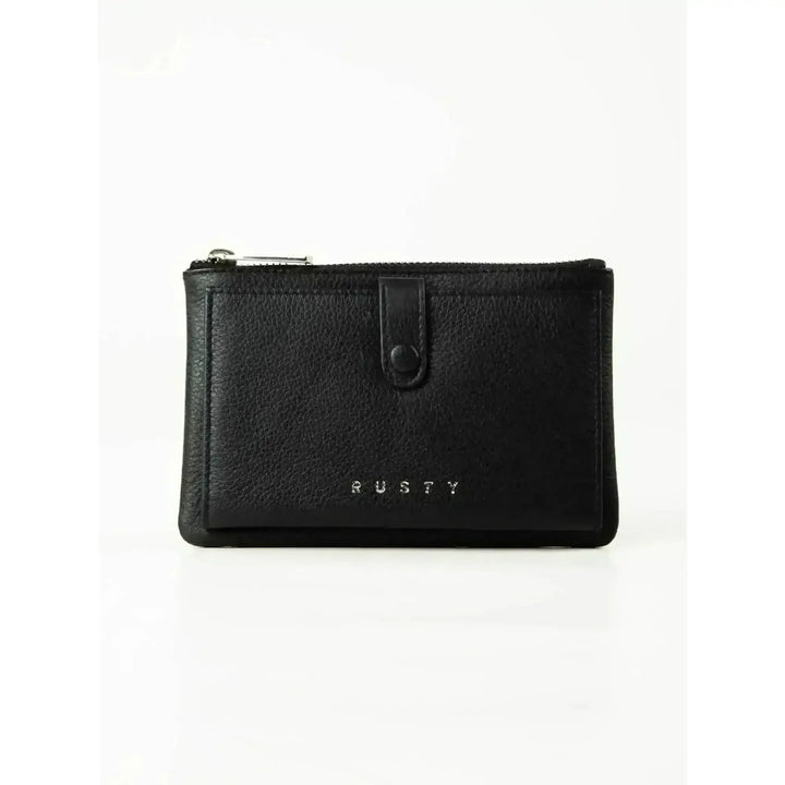 Rusty Grace Leather Pouch features RFID blocking & zip closure. 