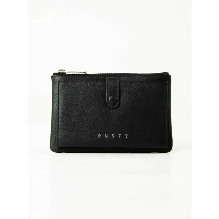 Rusty Grace Leather Pouch features RFID blocking & zip closure. 