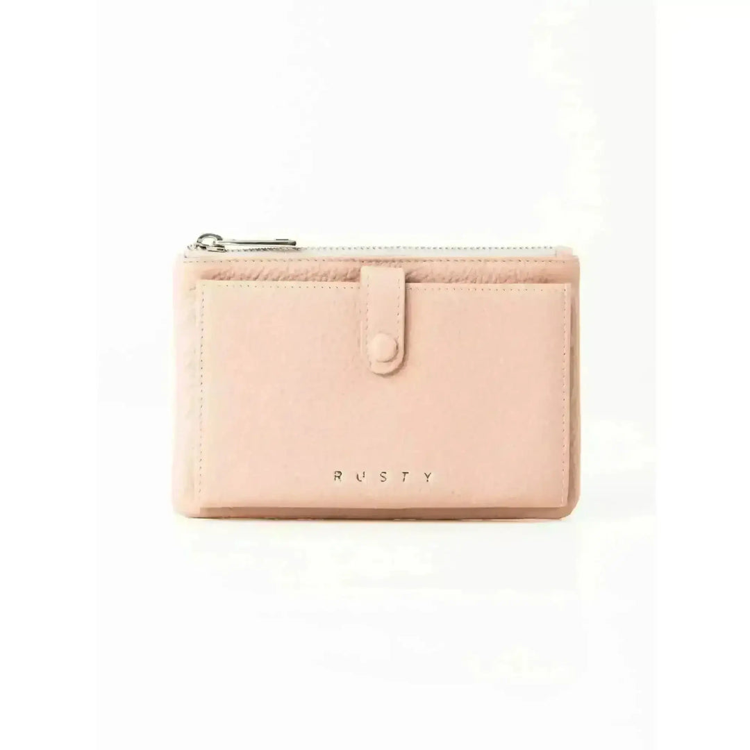 Rusty Grace Leather Pouch features RFID blocking & zip closure. 