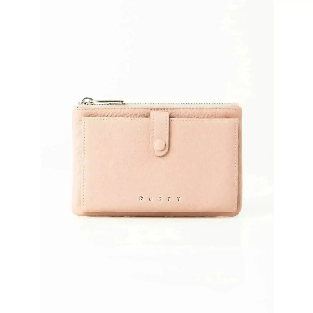 Rusty Grace Leather Pouch features RFID blocking & zip closure. 