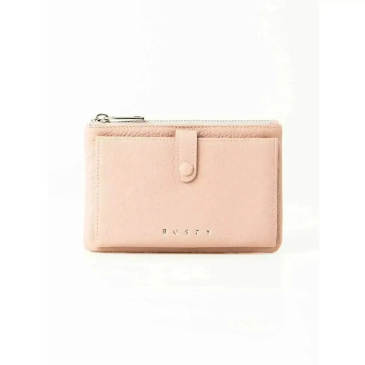 Rusty Grace Leather Pouch features RFID blocking & zip closure. 