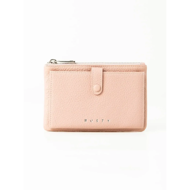 Rusty Grace Leather Pouch features RFID blocking & zip closure. 