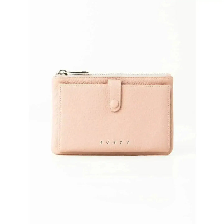 Rusty Grace Leather Pouch features RFID blocking & zip closure. 