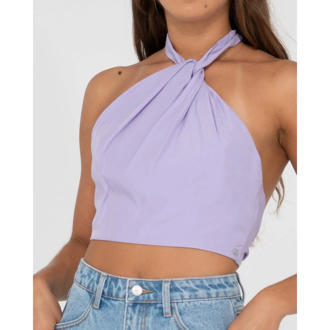 Rusty Harlet Twisted Halter Crop Top 