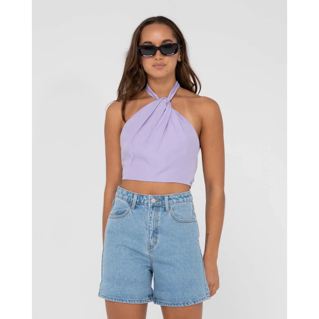 Rusty Harlet Twisted Halter Crop Top 