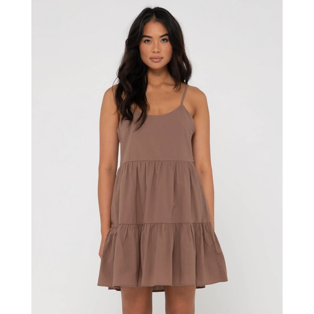 Rusty Heather Tiered Slip Dress Cappuccino 6 