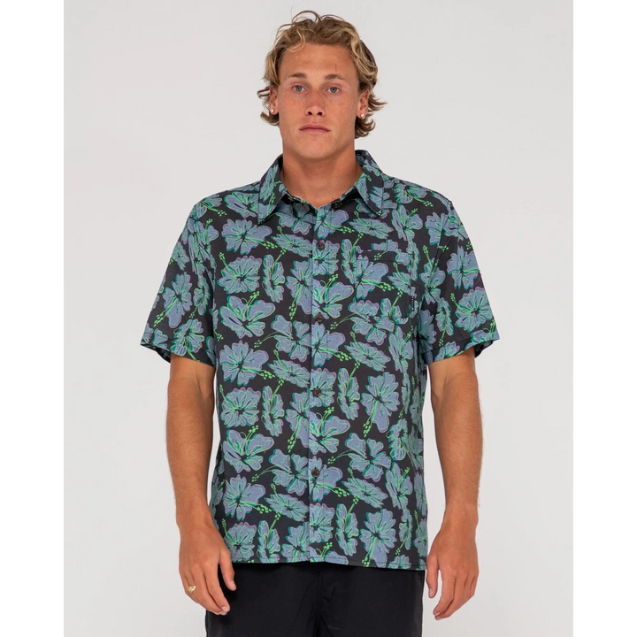 Rusty Hi Viscus Ramie Short Sleeve Shirt 
