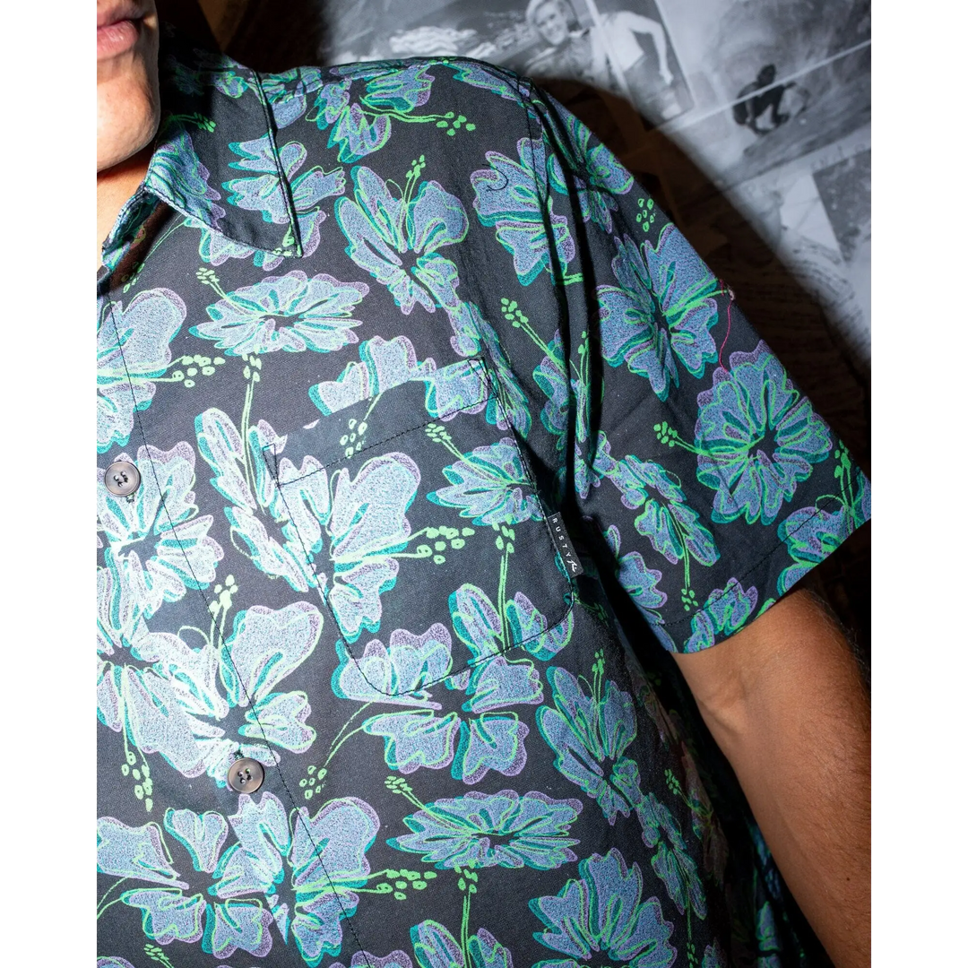 Rusty Hi Viscus Ramie Short Sleeve Shirt 