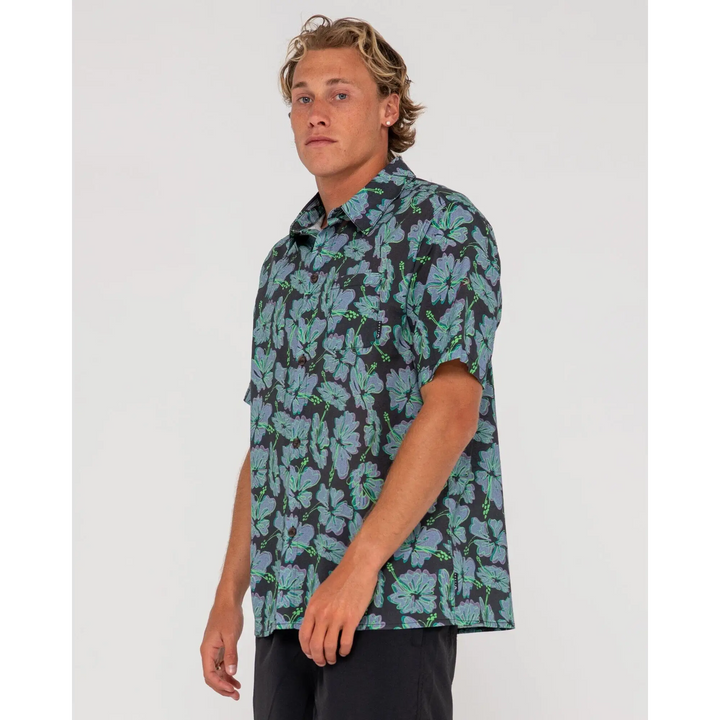Rusty Hi Viscus Ramie Short Sleeve Shirt 