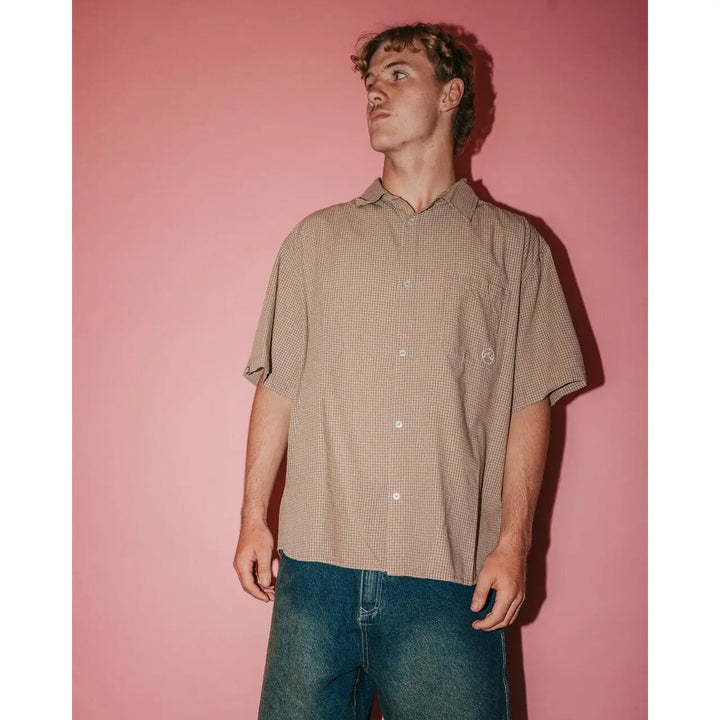 Rusty Hoodus Check Shirt Tobacco S 