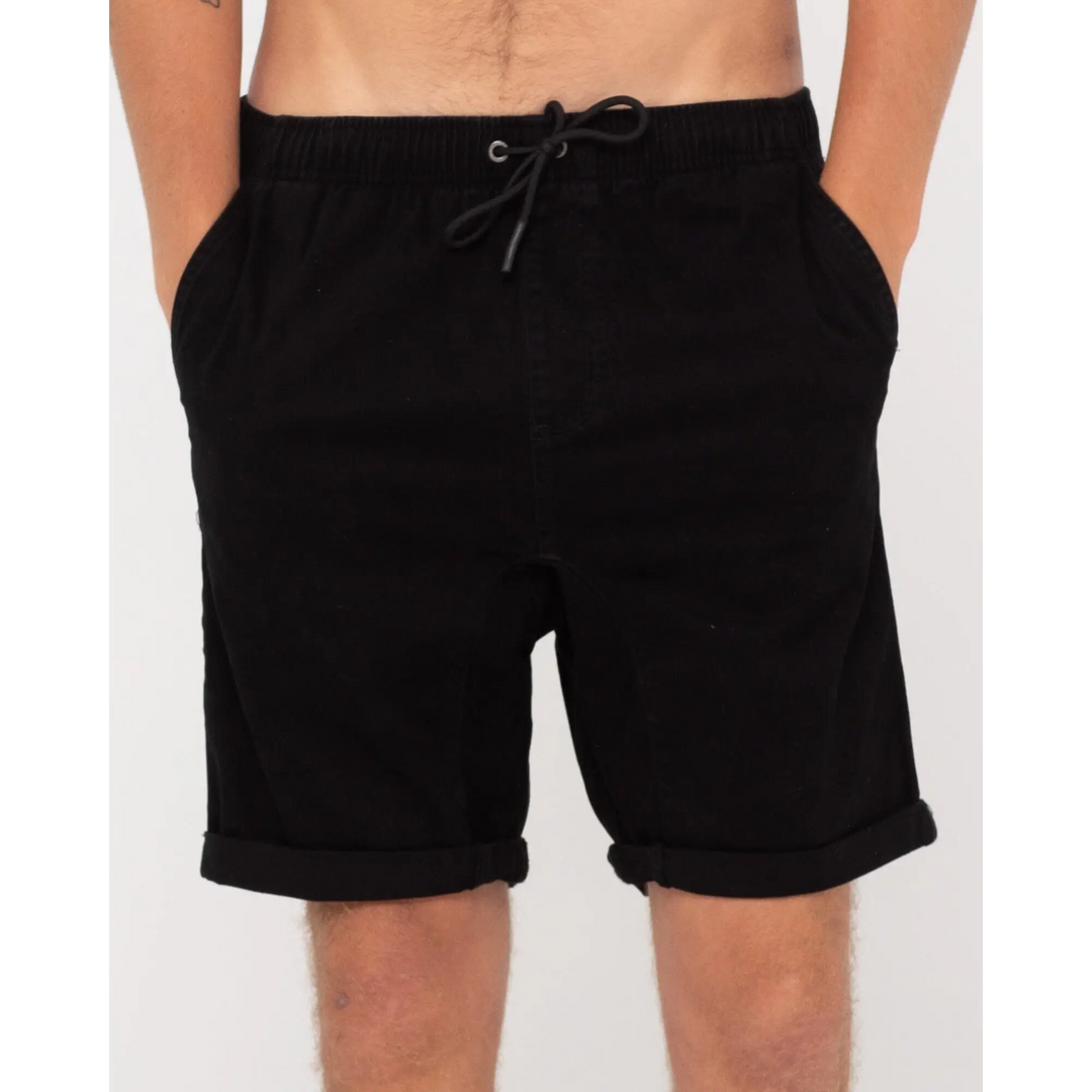 Rusty Hooked On 18" Elastic Shorts Black 30 
