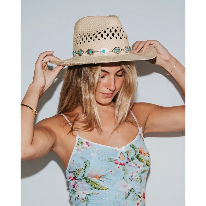 Rusty Howdy Cowboy Straw Hat Natural 2 S / M 