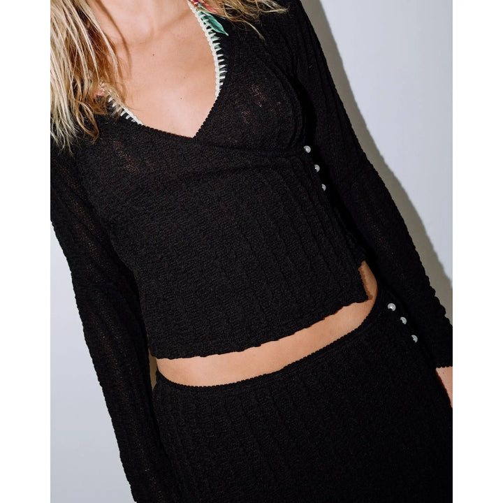 Rusty I Kissed A Pearl Lace Wrap Long Sleeve Top 