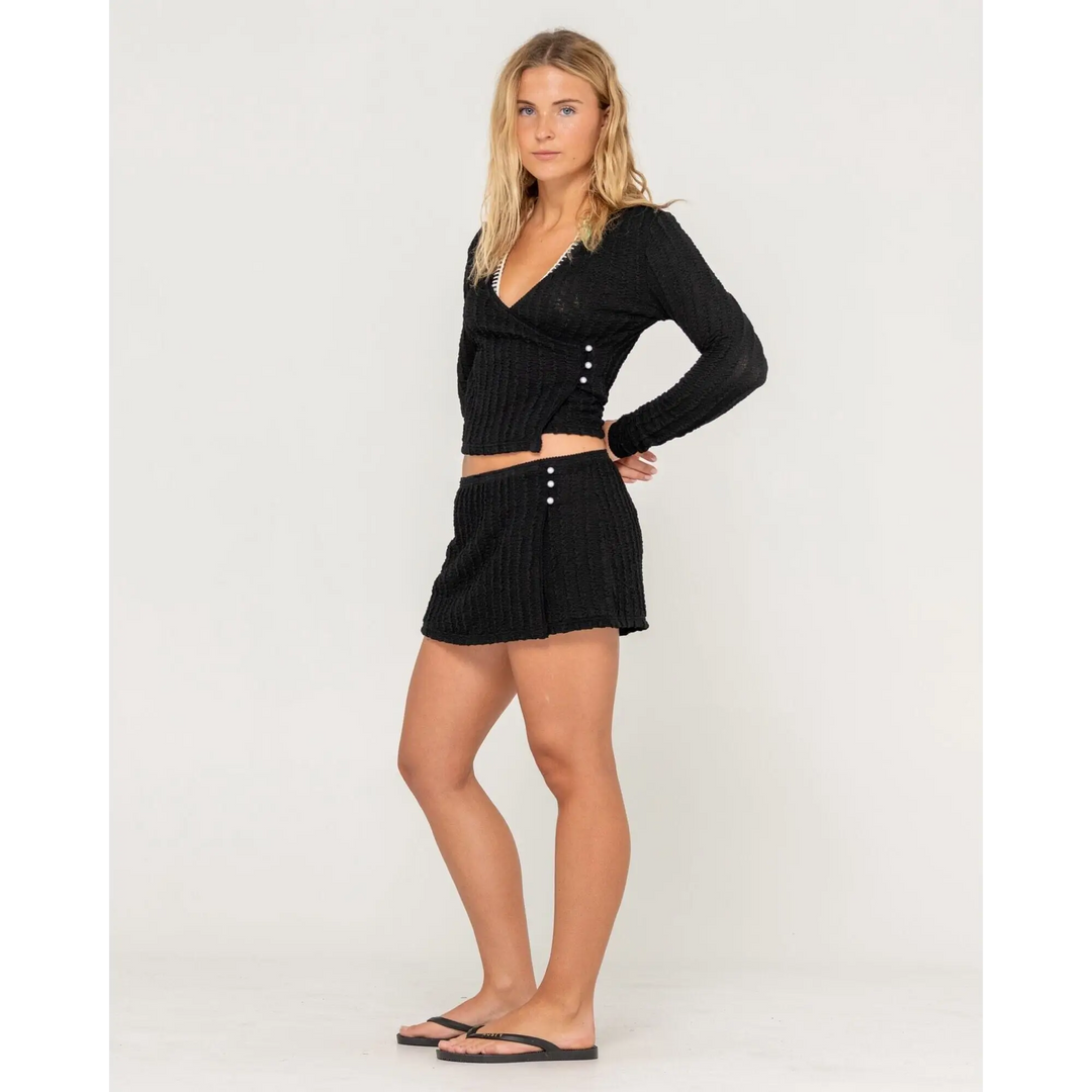 Rusty I Kissed A Pearl Lace Wrap Mini Skirt 