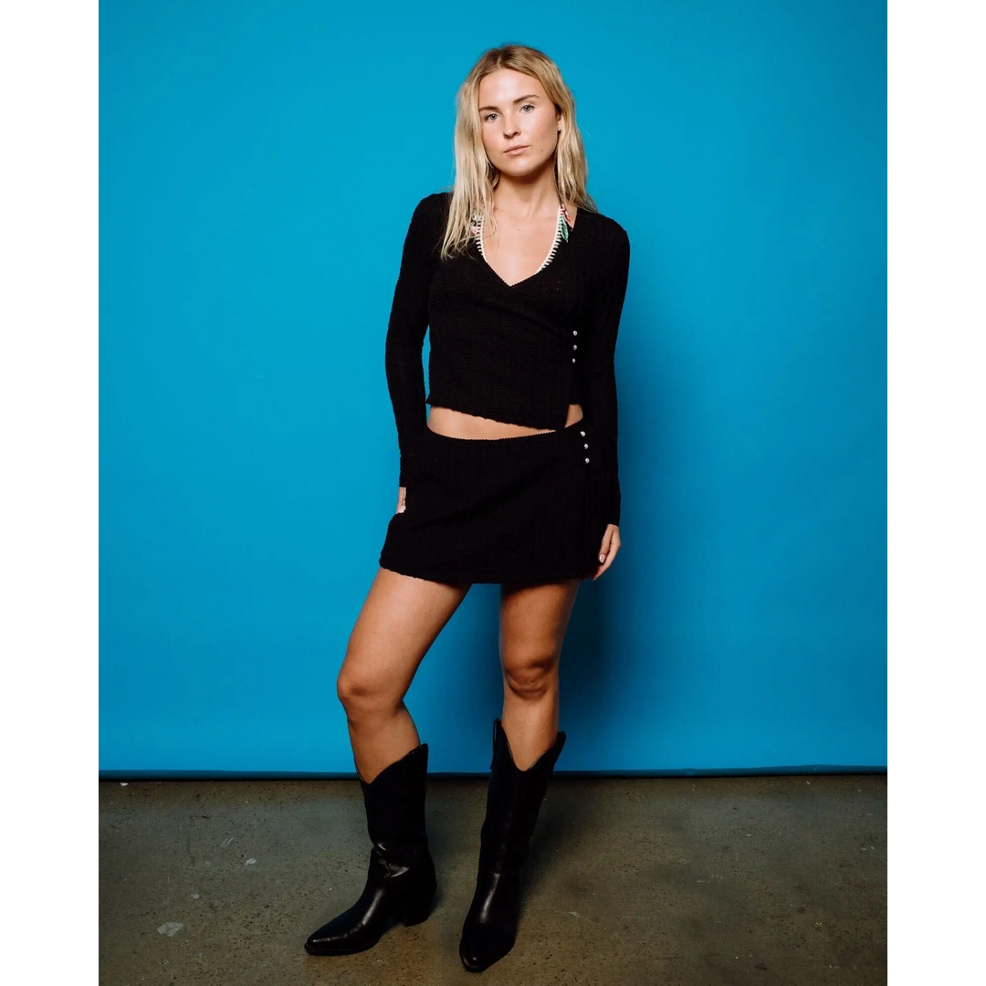 Rusty I Kissed A Pearl Lace Wrap Mini Skirt 