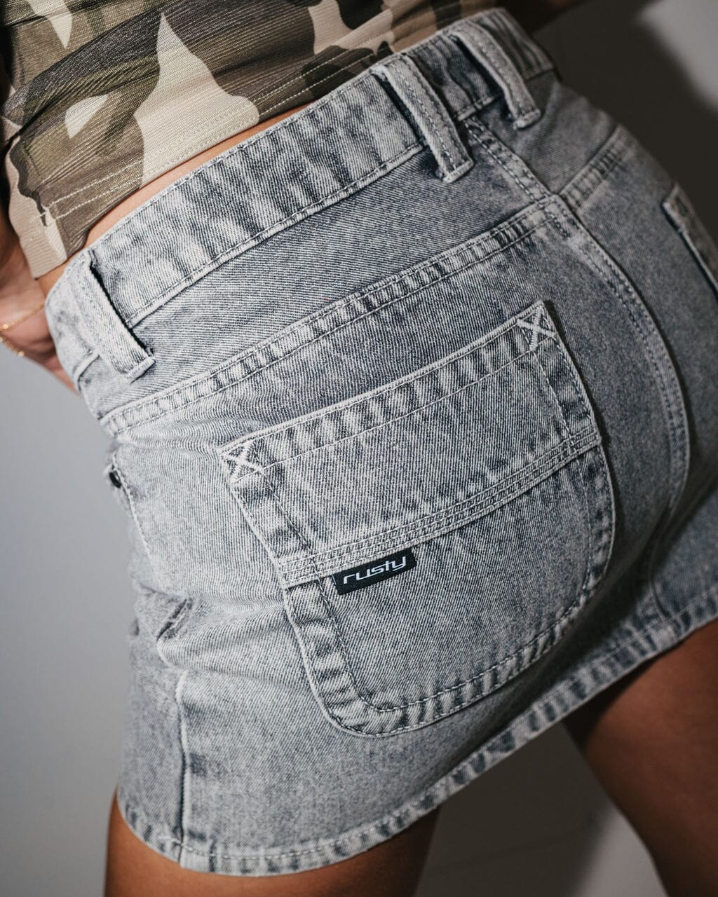 Rusty Mavericks Low Rise Denim Mini Skirt 