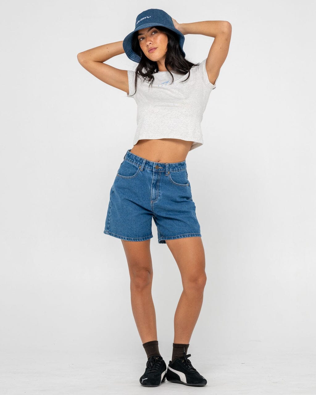 Rusty Miss Me Denim Bucket Hat Deep Sea Blue S / M 