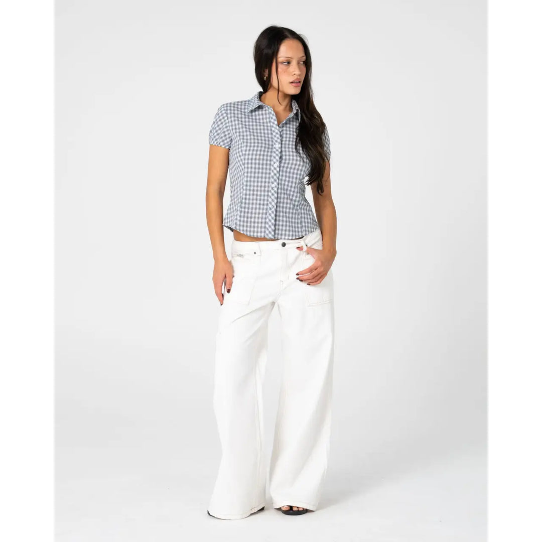 Rusty Missy May Check Shirt - Navy / Cream Check