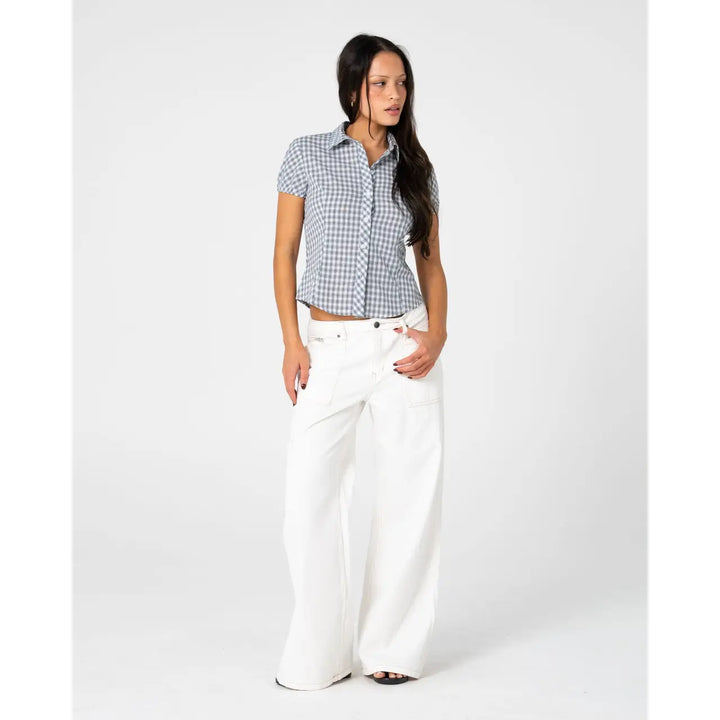Rusty Missy May Check Shirt - Navy / Cream Check