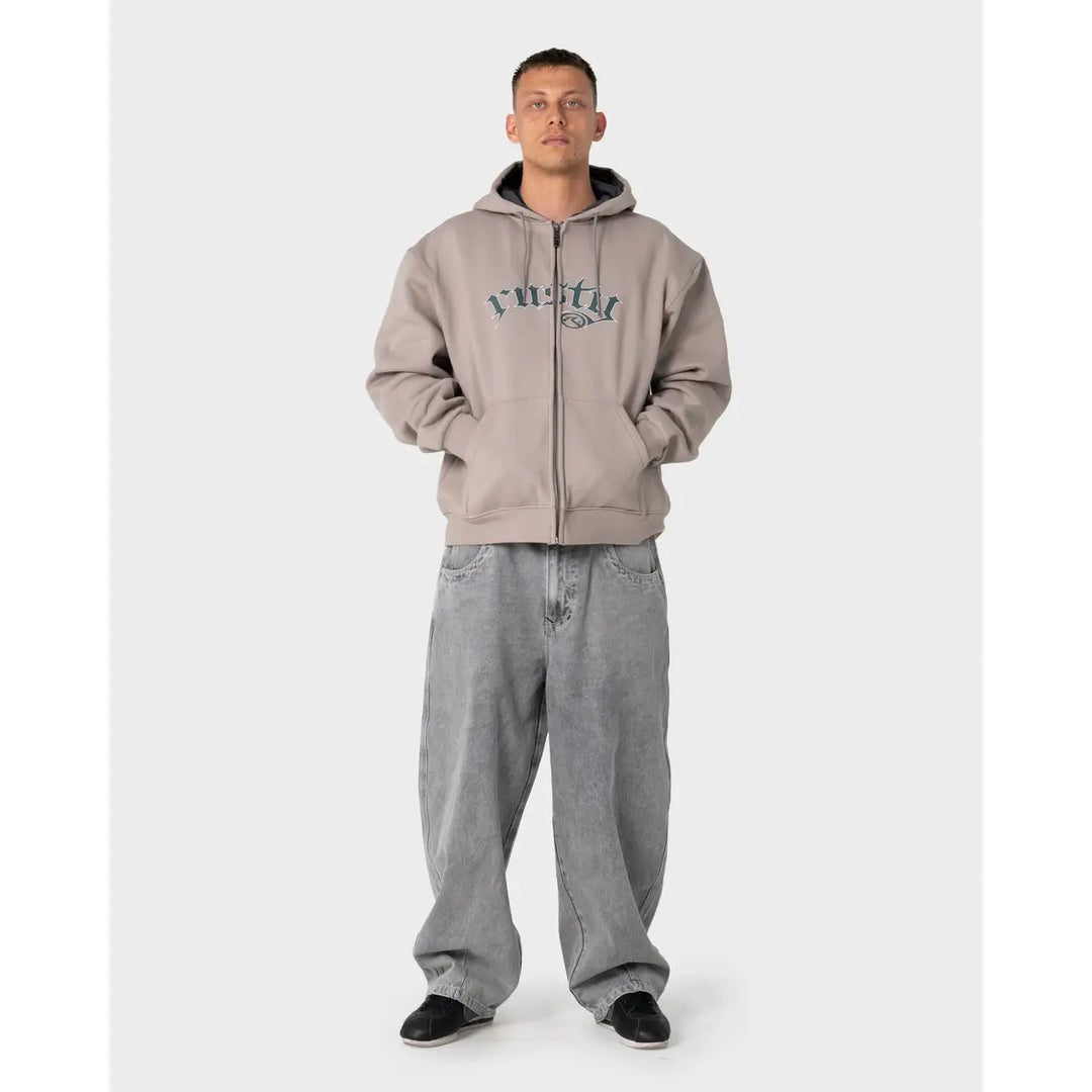 Rusty Monty 2.0 Zip Thru Hooded Fleece Hoodie - Stone / S