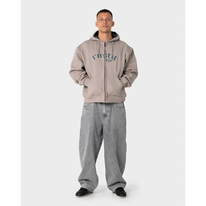 Rusty Monty 2.0 Zip Thru Hooded Fleece Hoodie - Stone / S