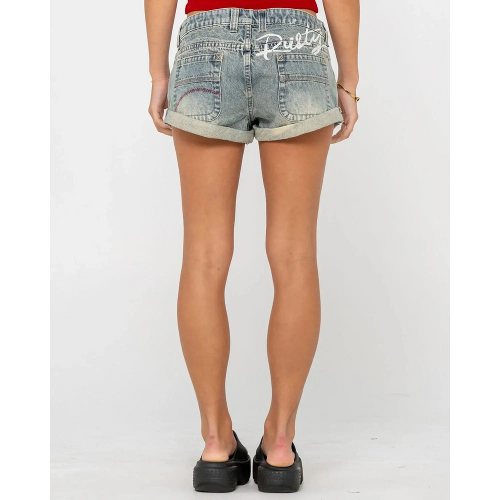 Rusty Norty Pheonix Low Rise Denim Mini Shorts 