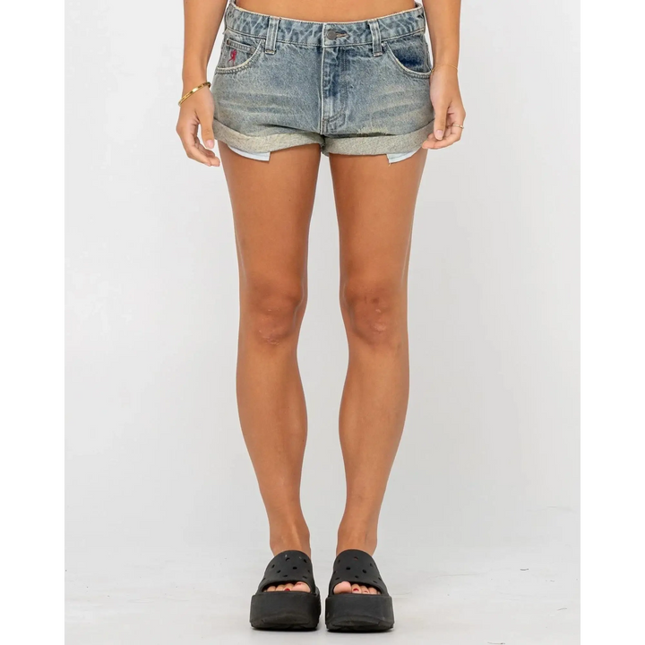 Rusty Norty Pheonix Low Rise Denim Mini Shorts 