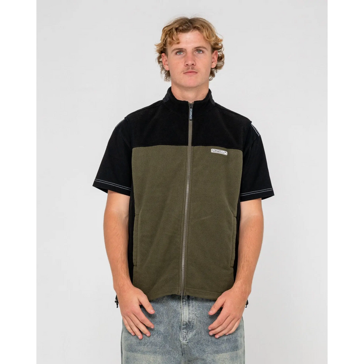 Rusty On The Run Tech Fleece Vest - Army Green / S