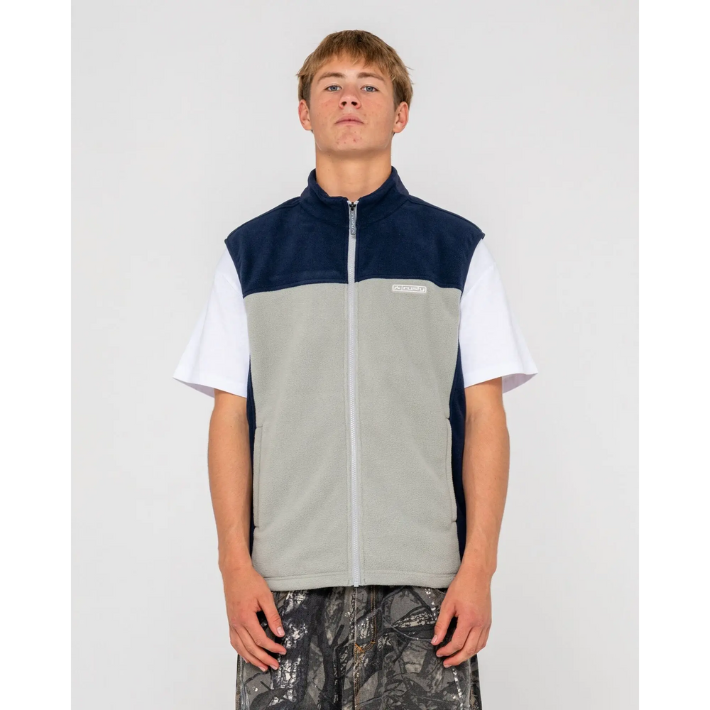 Rusty On The Run Tech Fleece Vest - Stone Grey / S