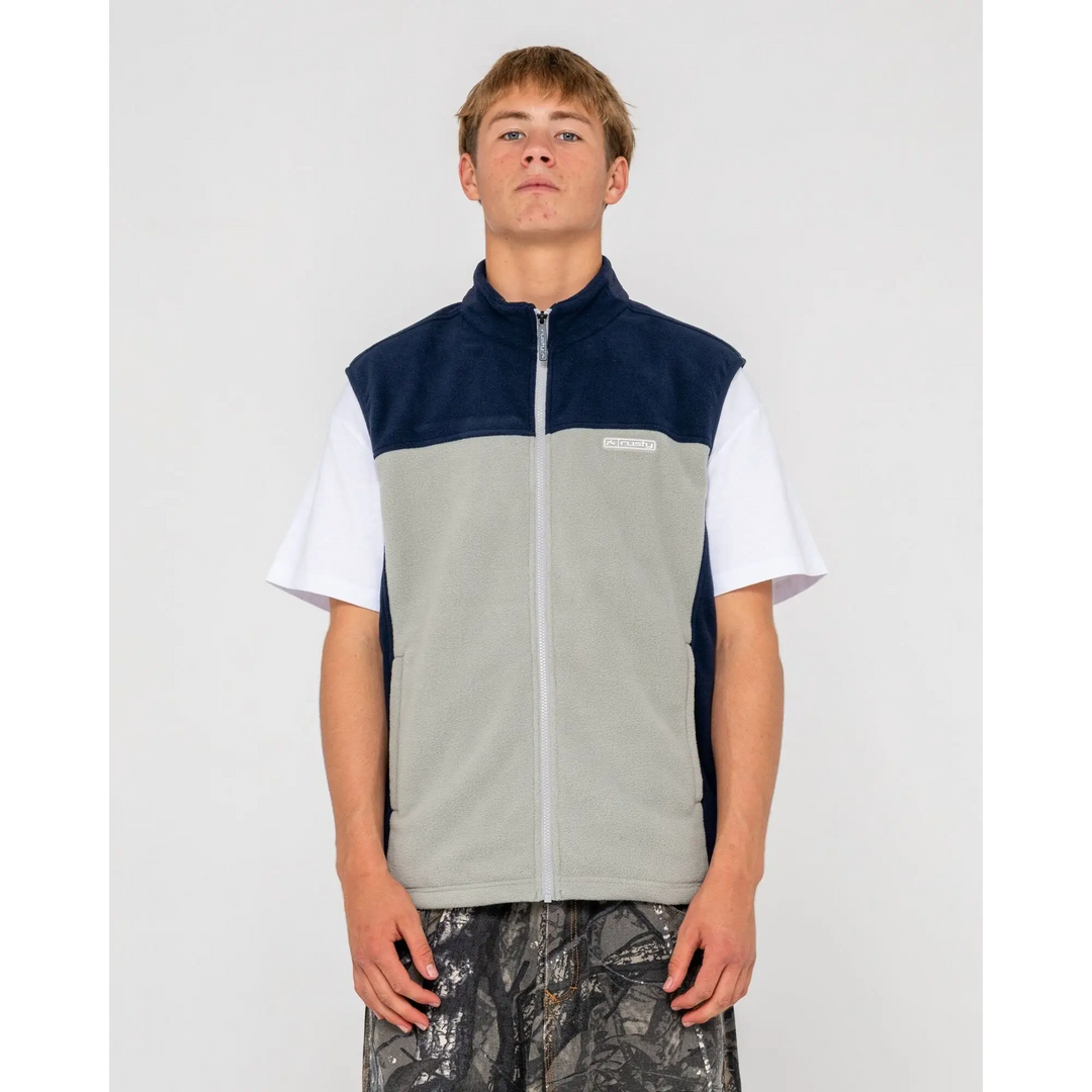Rusty On The Run Tech Fleece Vest - Stone Grey / S