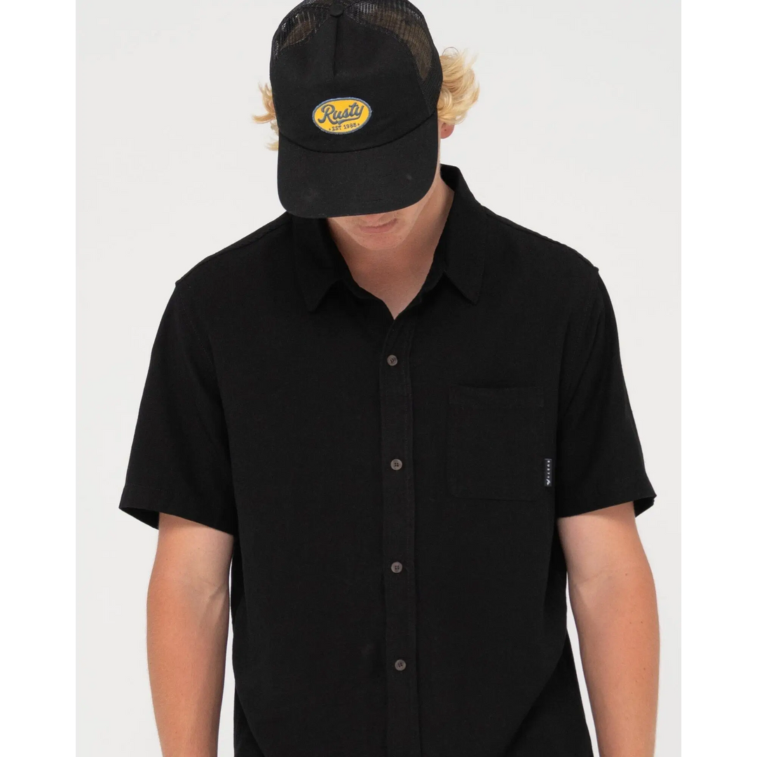 Rusty Overtone Linen Shirt Black S 