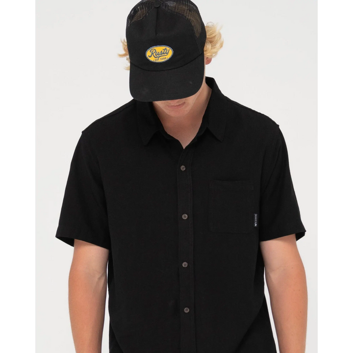 Rusty Overtone Linen Shirt Black S 