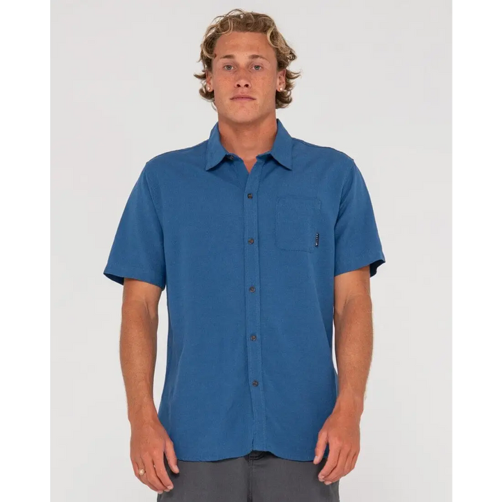 Rusty Overtone Linen Shirt Bright Cobalt L 