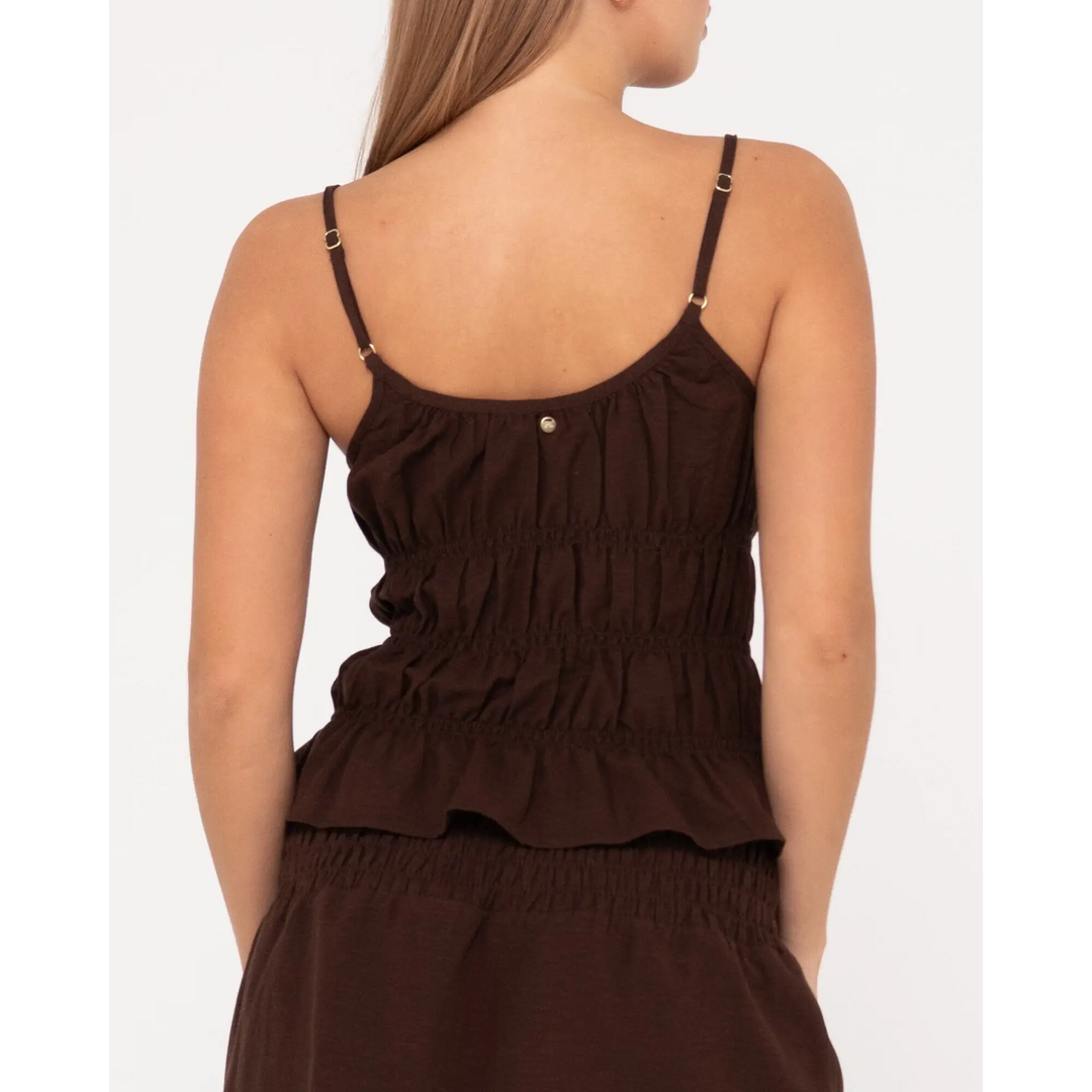 Rusty Palm Springs Shirred Cami Top 