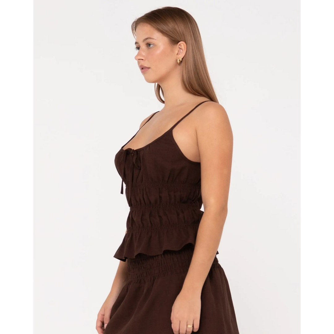 Rusty Palm Springs Shirred Cami Top 