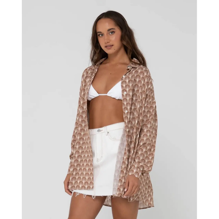 Rusty Panama Oversized Long Sleeve Shirt 