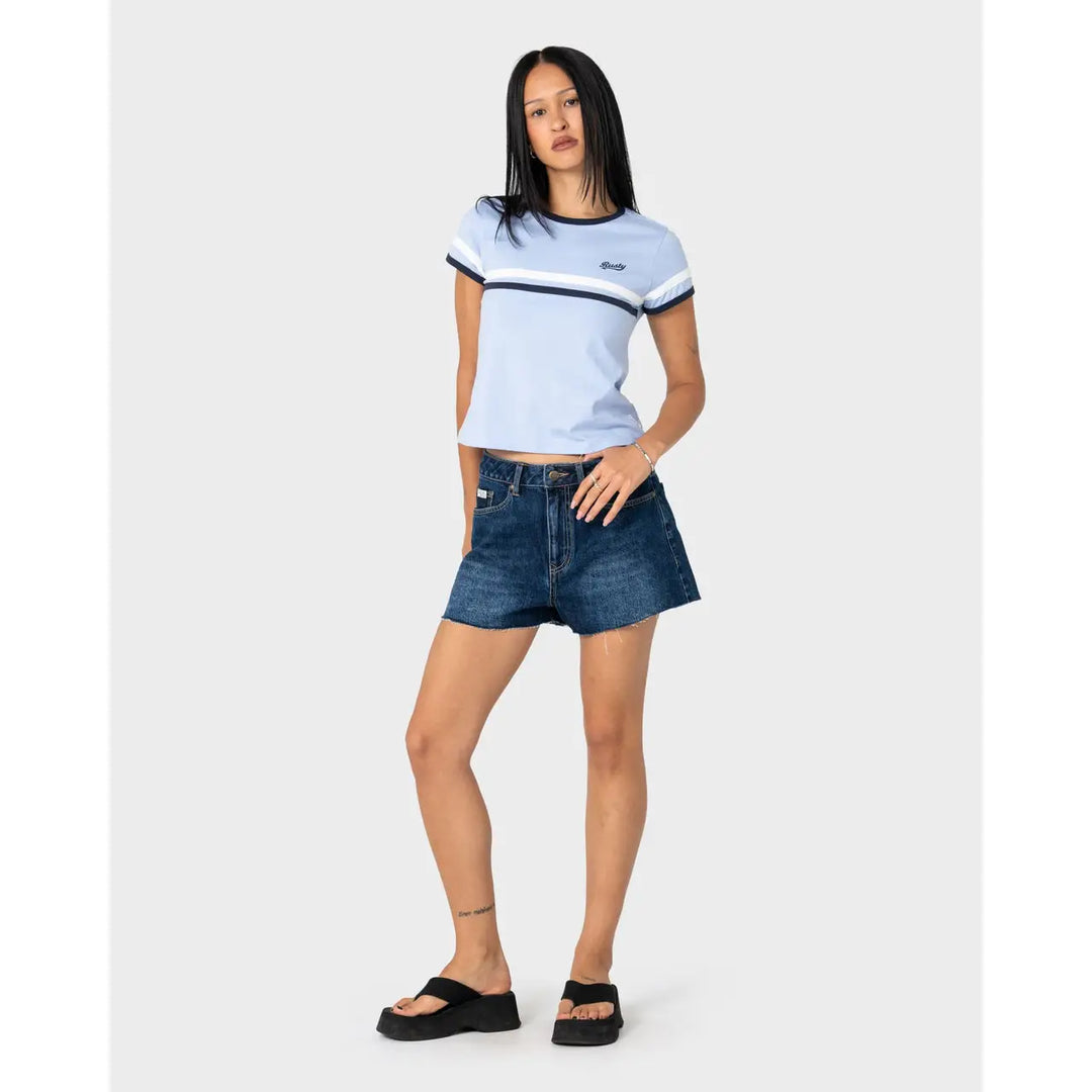 Rusty Penny Kick Flare Denim Shorts 2.0