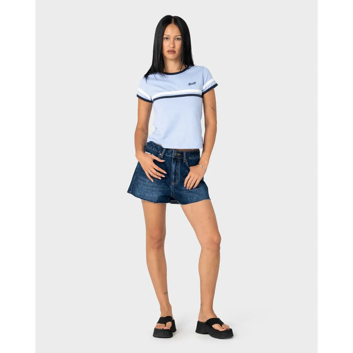Rusty Penny Kick Flare Denim Shorts 2.0
