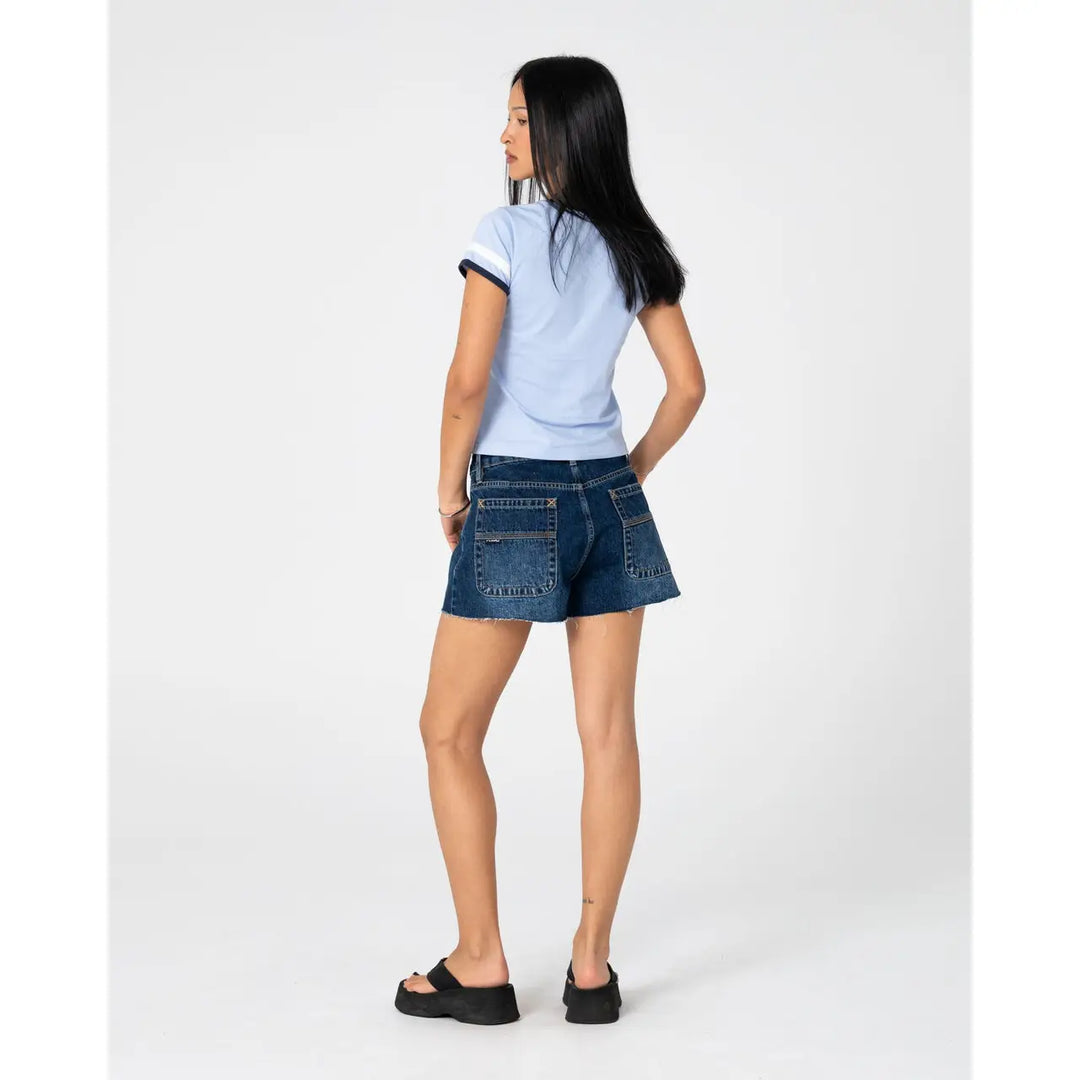 Rusty Penny Kick Flare Denim Shorts 2.0